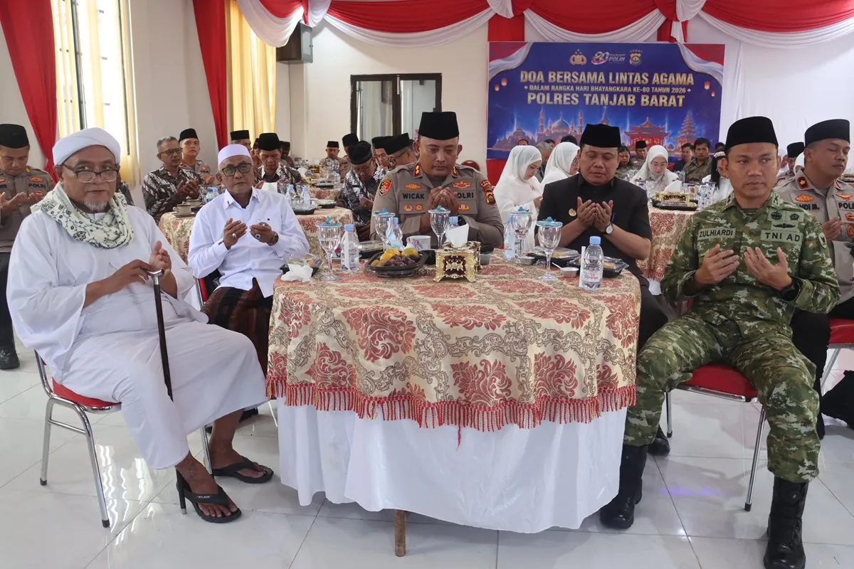 Bersama Tokoh Agama, Polres Tanjab Barat Gelar Doa Lintas Agama Sambut HUT Bhayangkara ke-80
