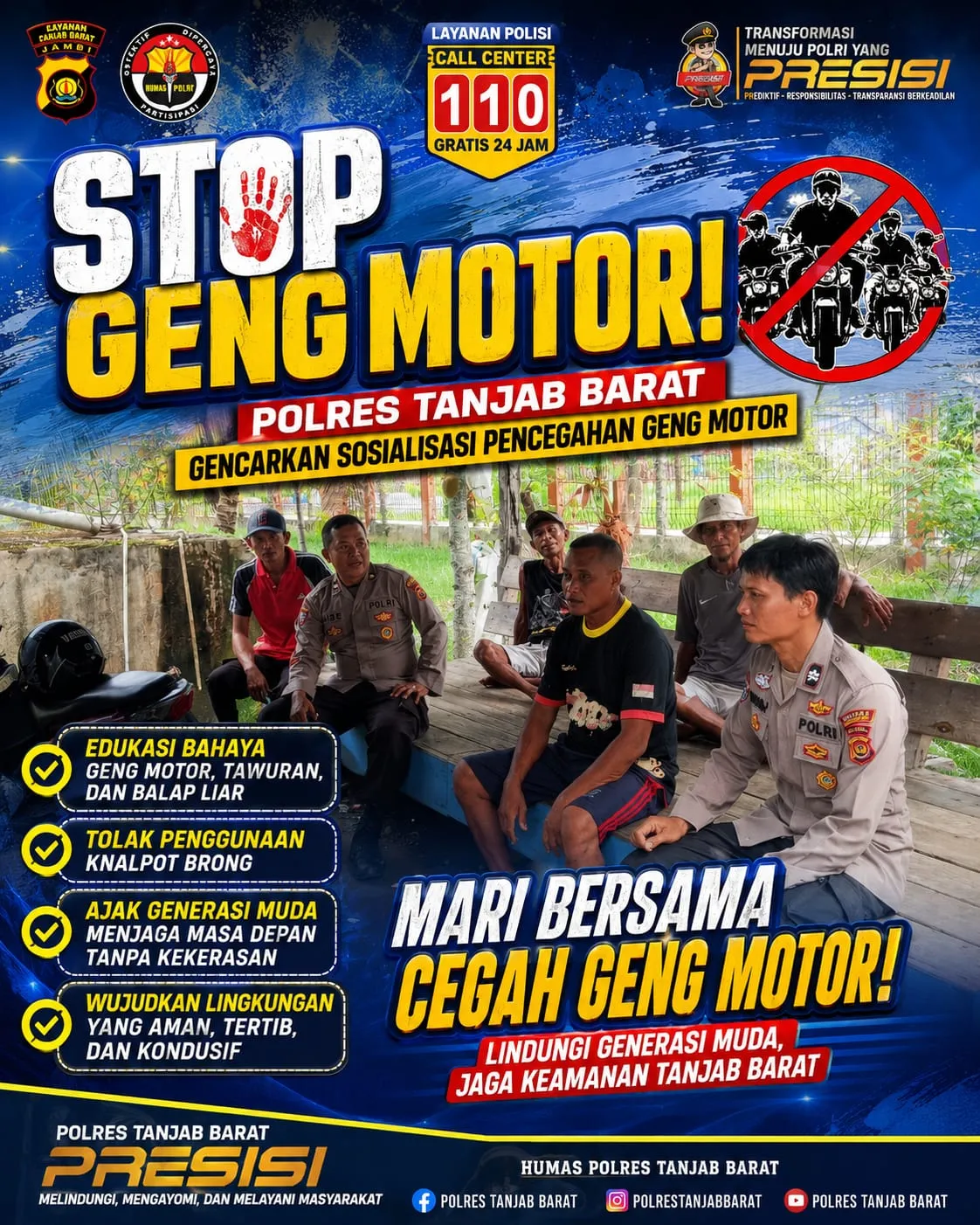 Polres Tanjab Barat Ajak Orang Tua dan Sekolah Cegah Geng Motor dan Tawuran