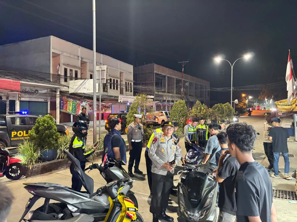 Satlantas Polres Tanjab Barat Amankan 30 Kendaraan dalam Patroli Blue Light Antisipasi Balap Liar