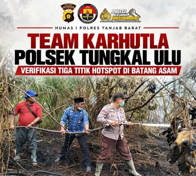Kapolsek Tungkal Ulu Pimpin Langsung Pemadaman Karhutla